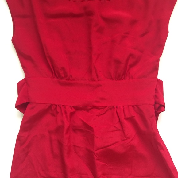 Gianni Bini Red Silk like Back Sash Dress Size 2 - Picture 3 of 8